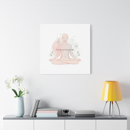 Focus on Intentions Canvas | Gentle Wellness Wall Art, Pastel Gradient Meditation Print