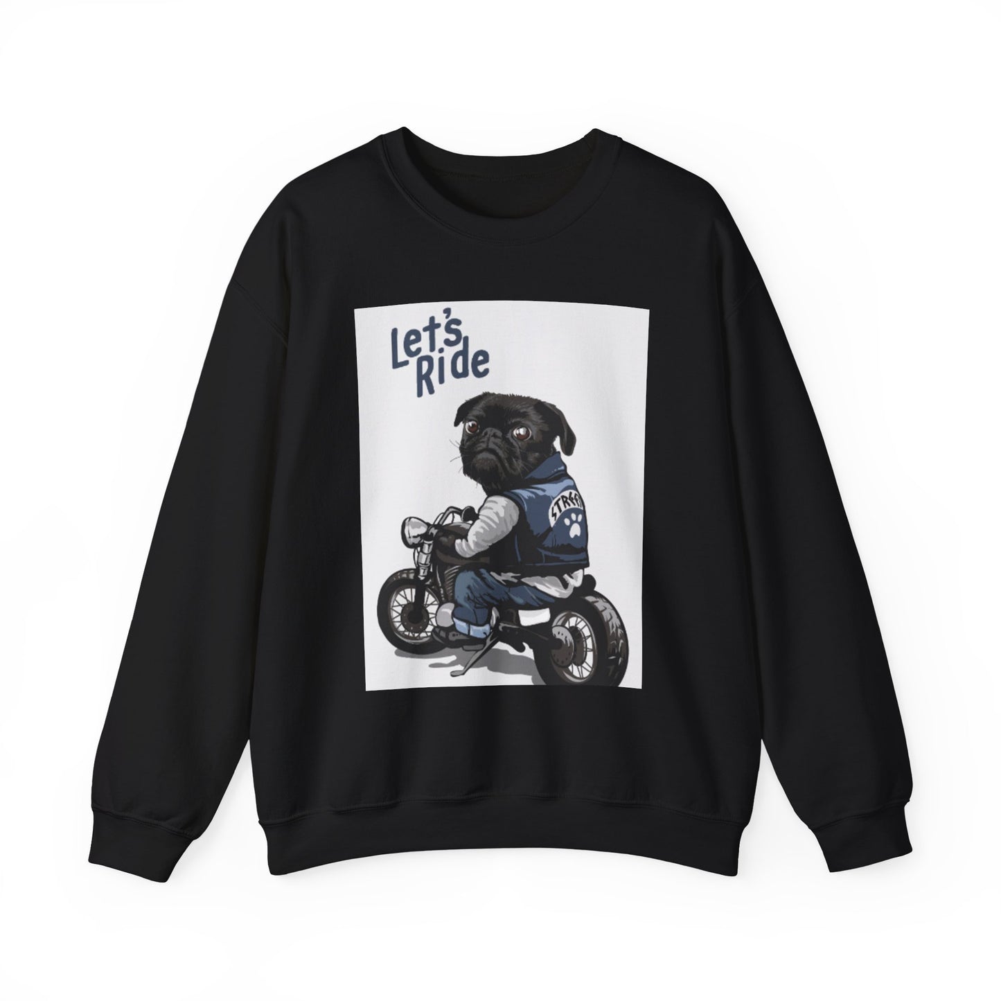 Let’s Ride Biker Pug Graphic Sweatshirt | Eco-Limited
