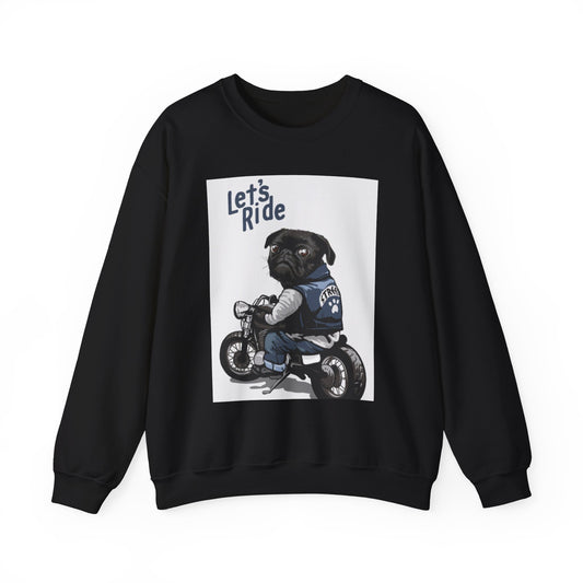 Let’s Ride Biker Pug Graphic Sweatshirt | Eco-Limited