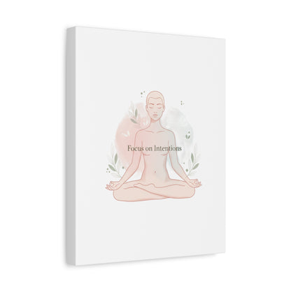 Focus on Intentions Canvas | Gentle Wellness Wall Art, Pastel Gradient Meditation Print