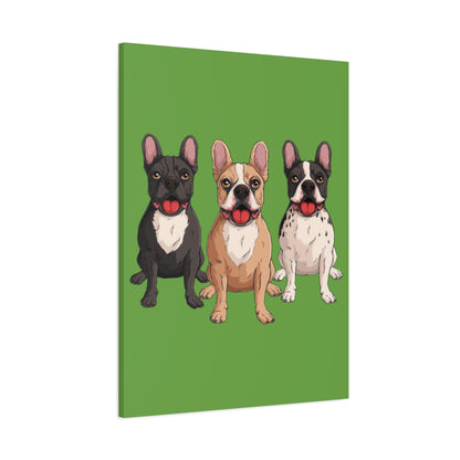 French Bulldog Trio Canvas Wall Art|Eco-Friendly - Limited