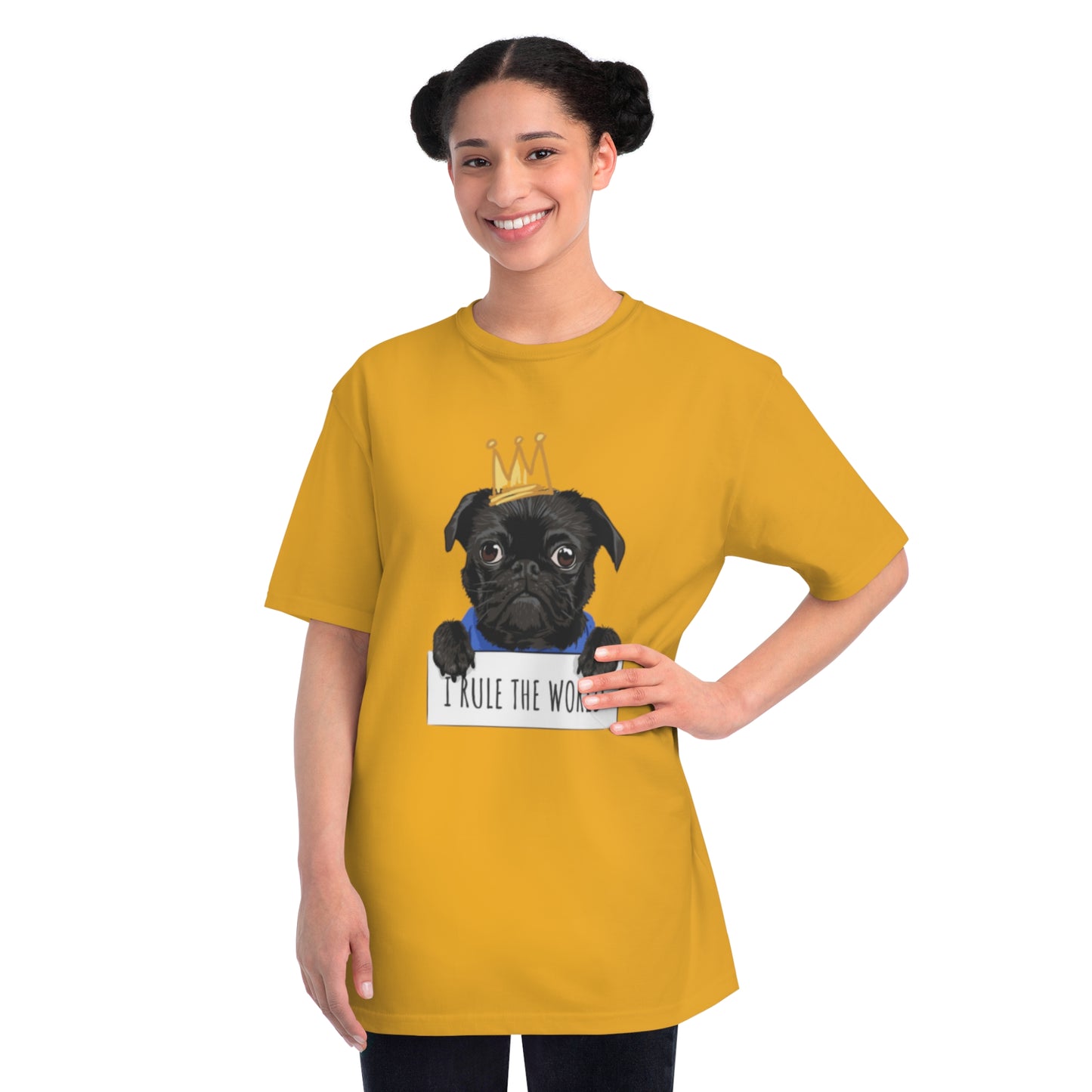 “I Rule the World” Crowned Dog Graphic Tee|Eco-Friendly