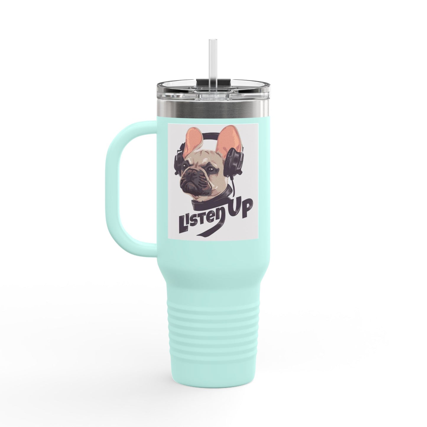 'Listen Up' French Bulldog Headphones Tumbler