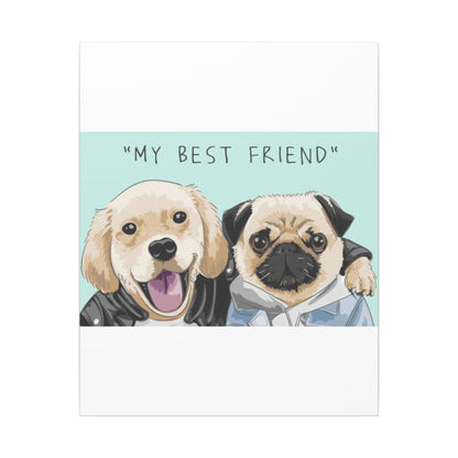 Cute Pug & Puppy Matte Stretched Print