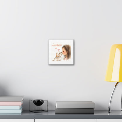 Sweethearts – Child &amp; Puppy Love Canvas | Eco-Limited