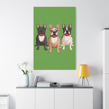 French Bulldog Trio Canvas Wall Art|Eco-Friendly - Limited