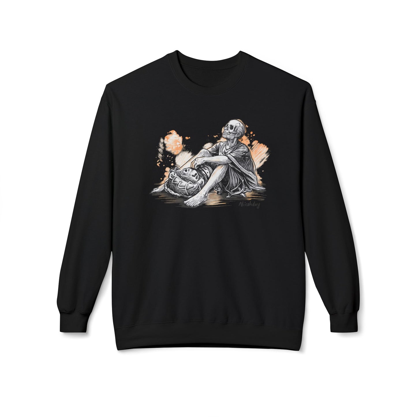 Skeleton Contemplation Sketch Sweatshirt | Eco-Limited