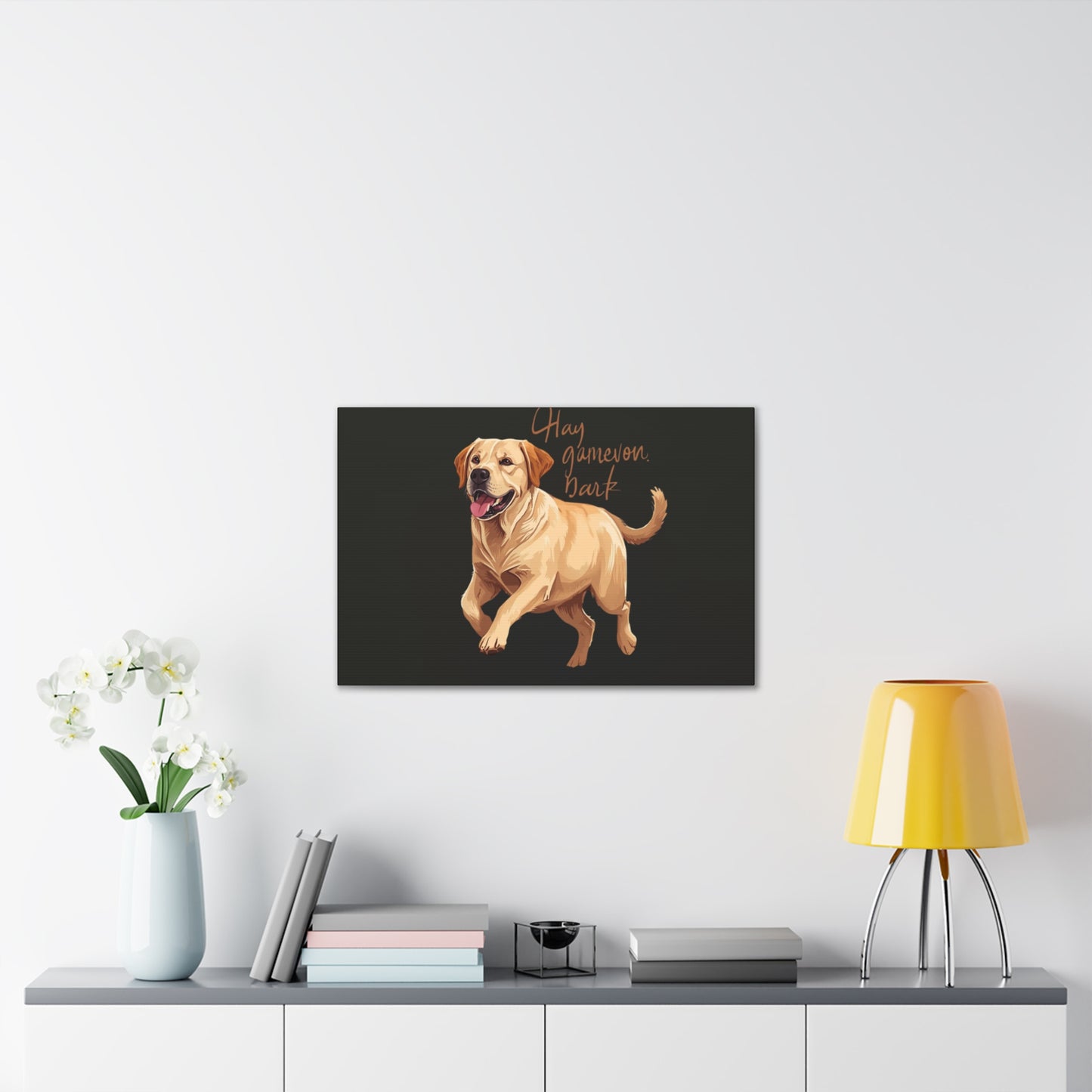 Happy Gamelon Bark Dog Canvas Wall Art | Eco-Limited