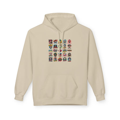 Retro Pop Culture Character Grid Hoodie|Eco-Friendly - Limited