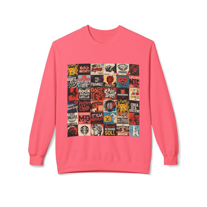 Vintage Rock Poster Collage Sweatshirt | Eco-Limited