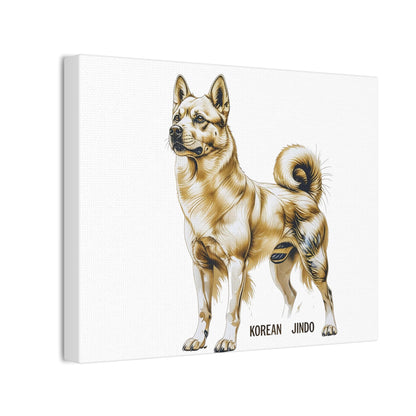 Korean Jindo Dog Illustration Canvas Wall Art | Eco - Limited