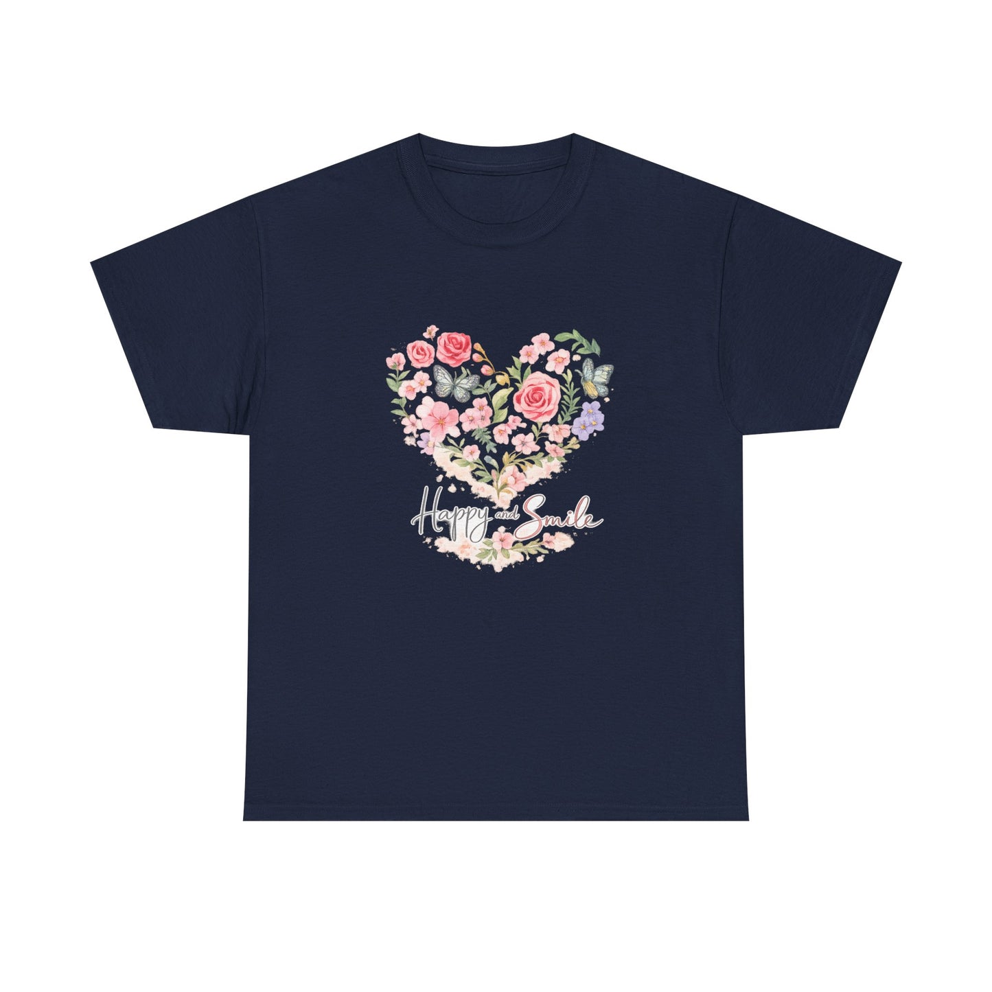 Happy Smile Floral Heart T-Shirt | Eco-Limited