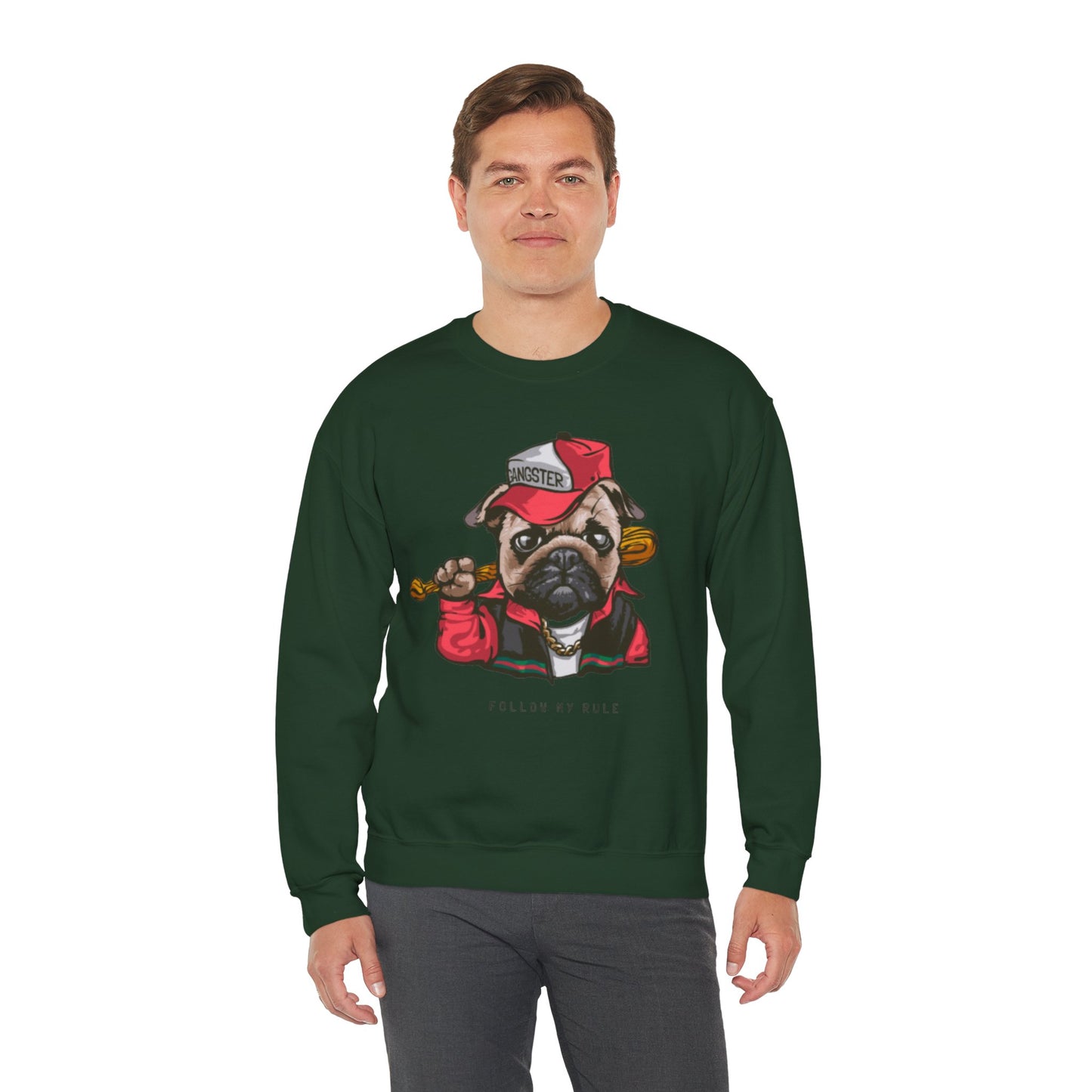 Gangster Pug Graphic Sweater | Eco-Limited