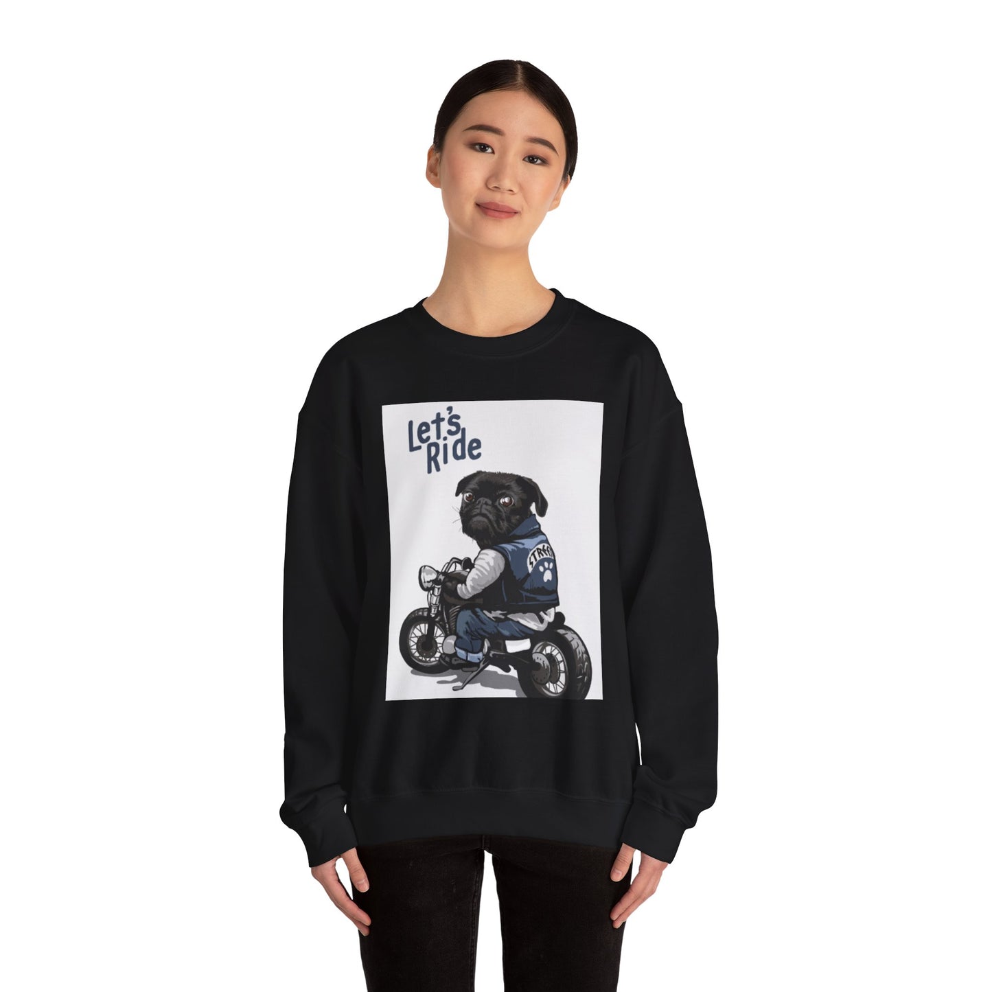 Let’s Ride Biker Pug Graphic Sweatshirt | Eco-Limited