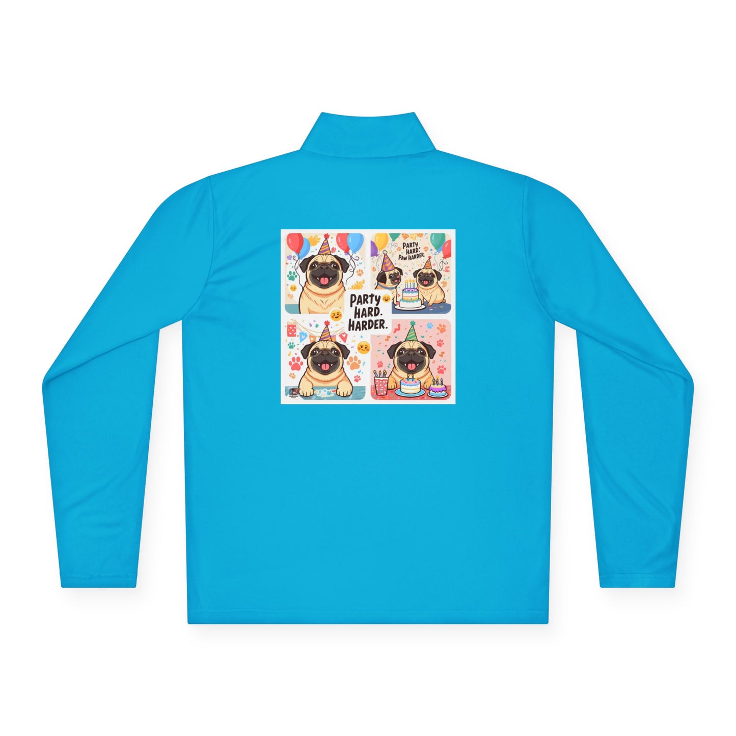 Party Hard Harder Pug Quarter Zip Pullover | Eco-Limited
