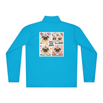 Party Hard Harder Pug Quarter Zip Pullover | Eco-Limited