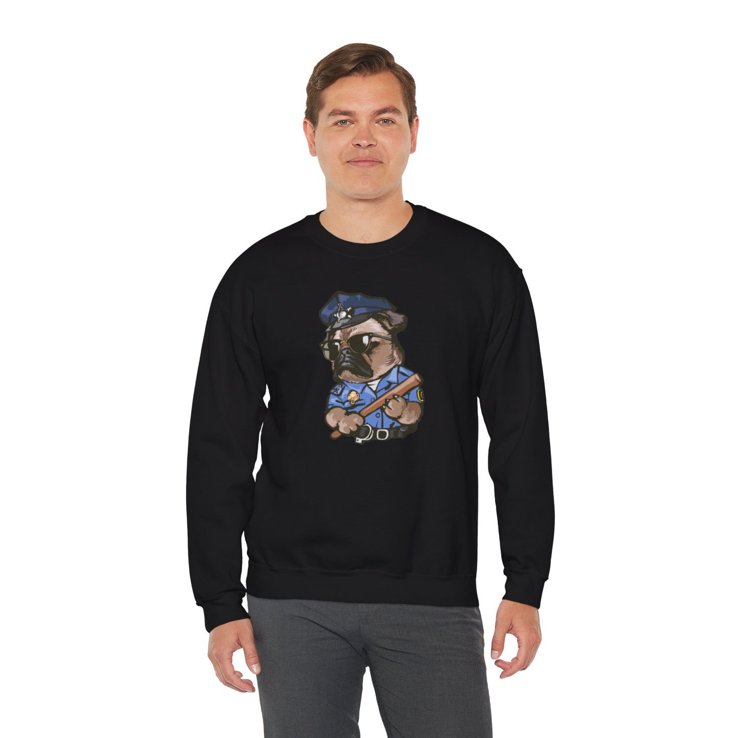 Police Pug Graphic Crewneck Sweatshirt|Eco-Friendly - Limited