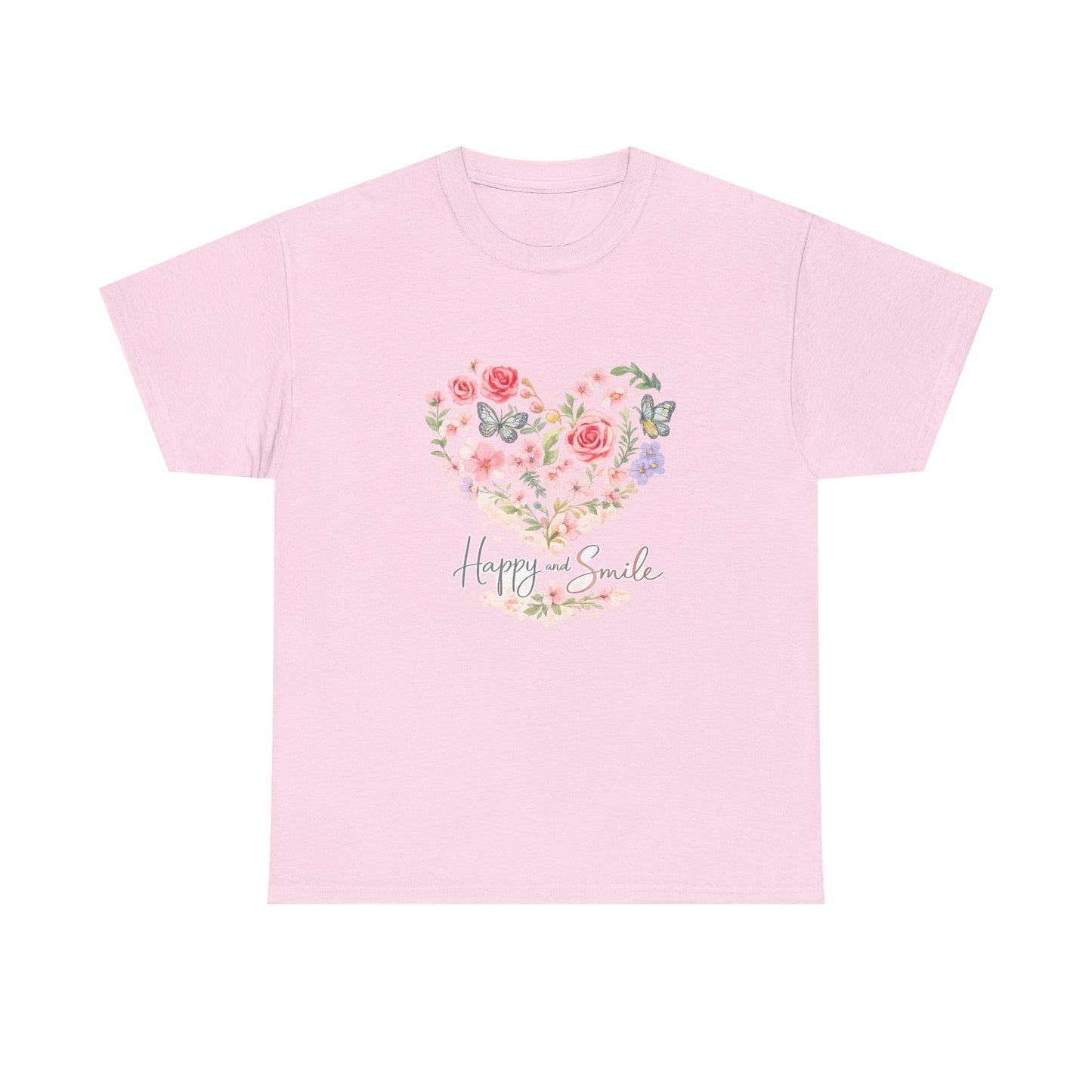 Happy Smile Floral Heart T-Shirt | Eco-Limited