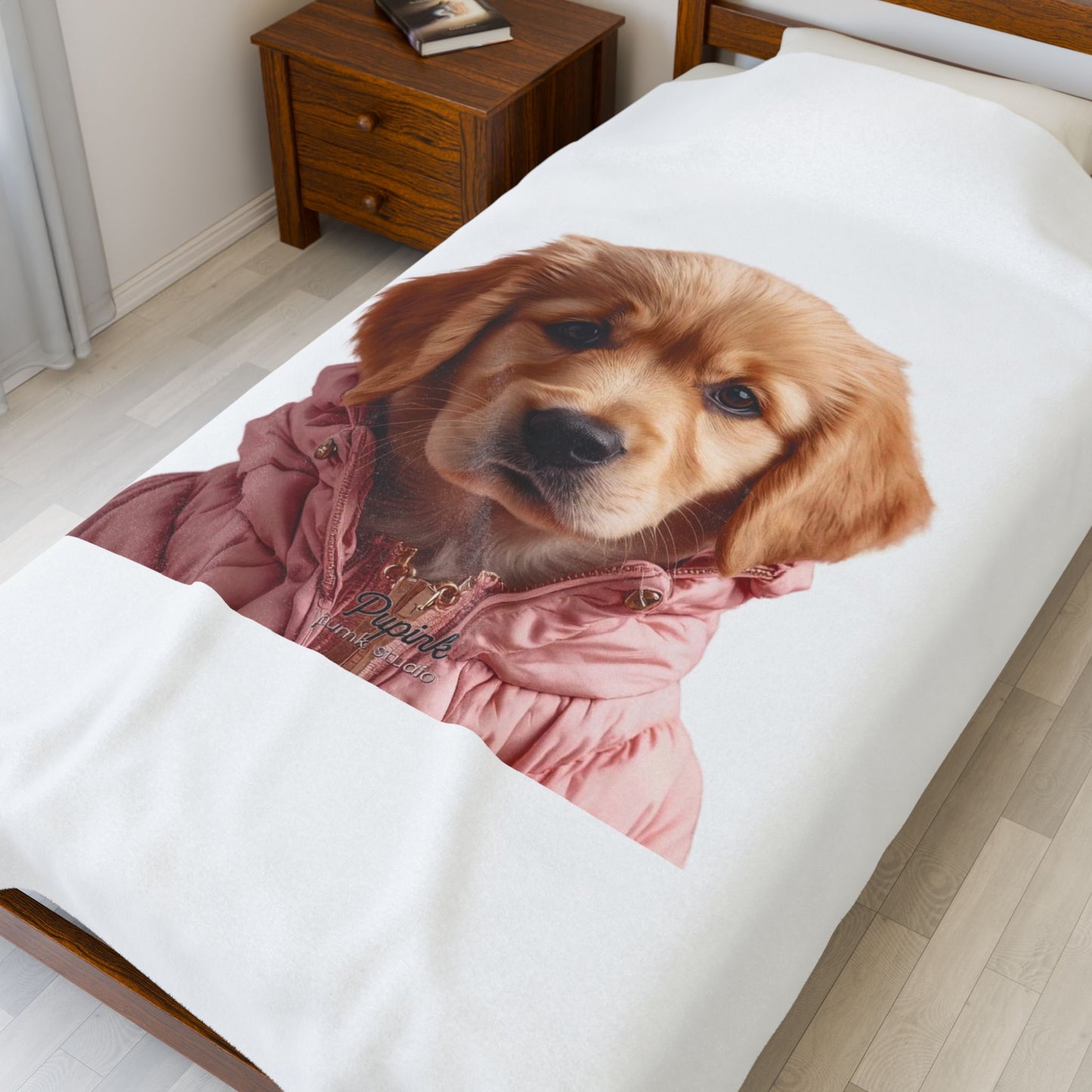 Cute Golden Retriever Puppy Plush Blanket