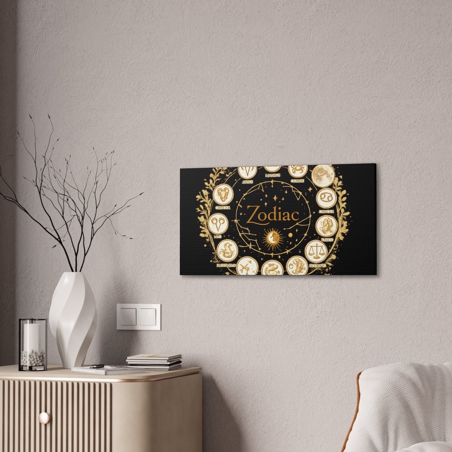 Golden Zodiac Astrology Canvas | Eco-Limited