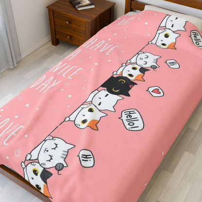 Cute Cats Velveteen Plush Blanket