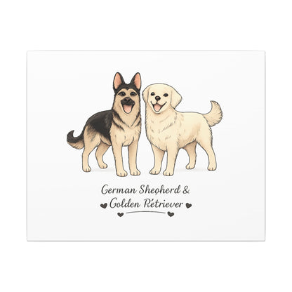German Shepherd & Golden Retriever Canvas Wall Art