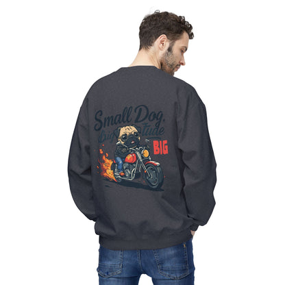 Small Dog Big Attitude Biker Pug Sweatshirt | Eco-Limited