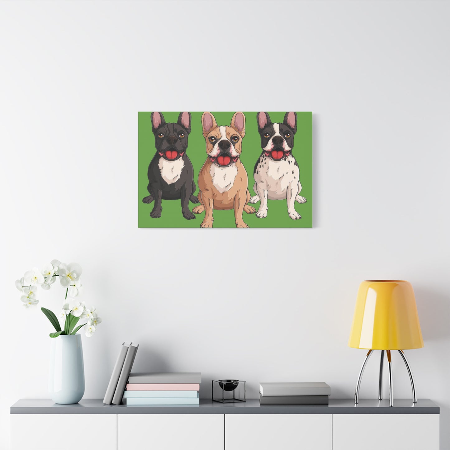 French Bulldog Trio Canvas Wall Art|Eco-Friendly - Limited