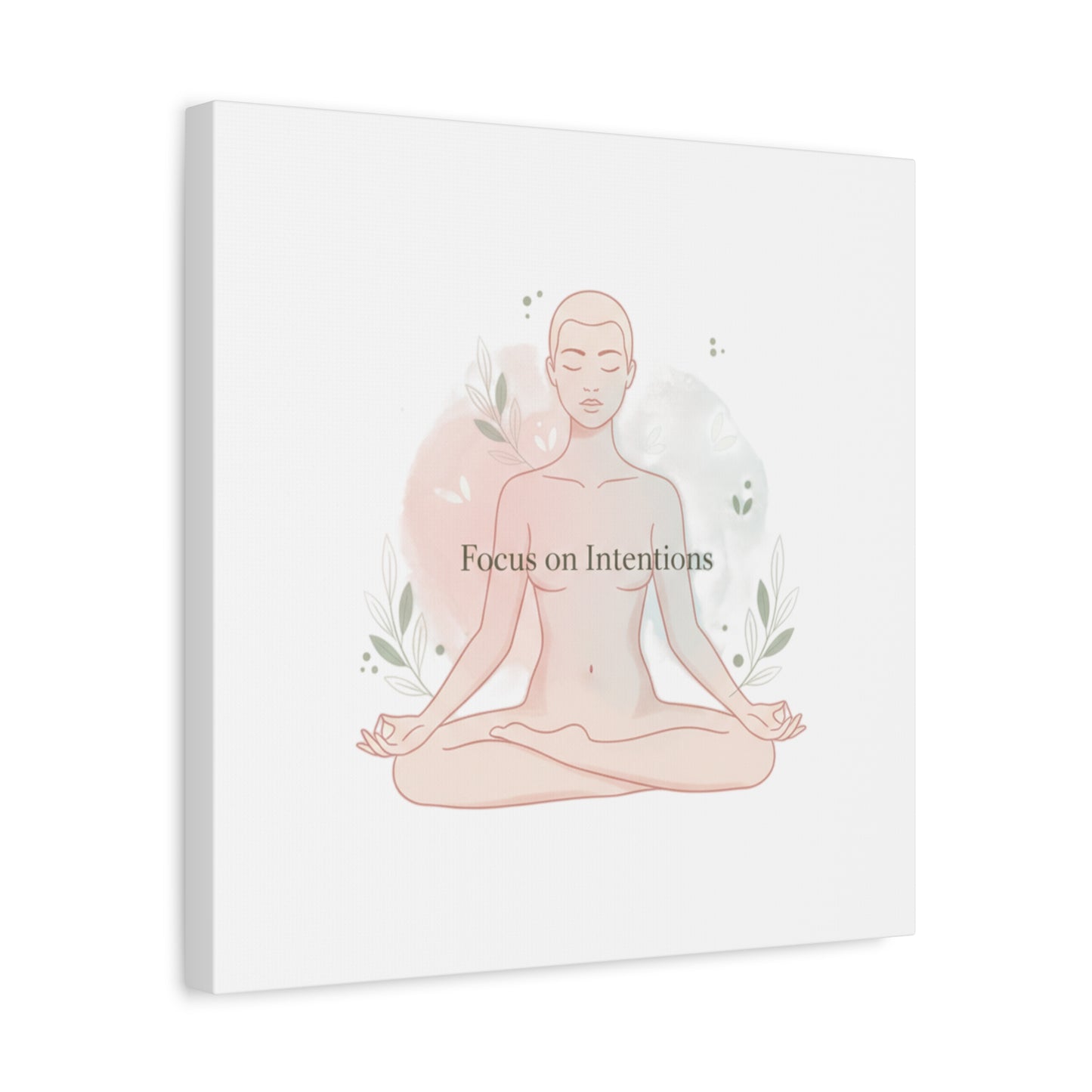 Focus on Intentions Canvas | Gentle Wellness Wall Art, Pastel Gradient Meditation Print