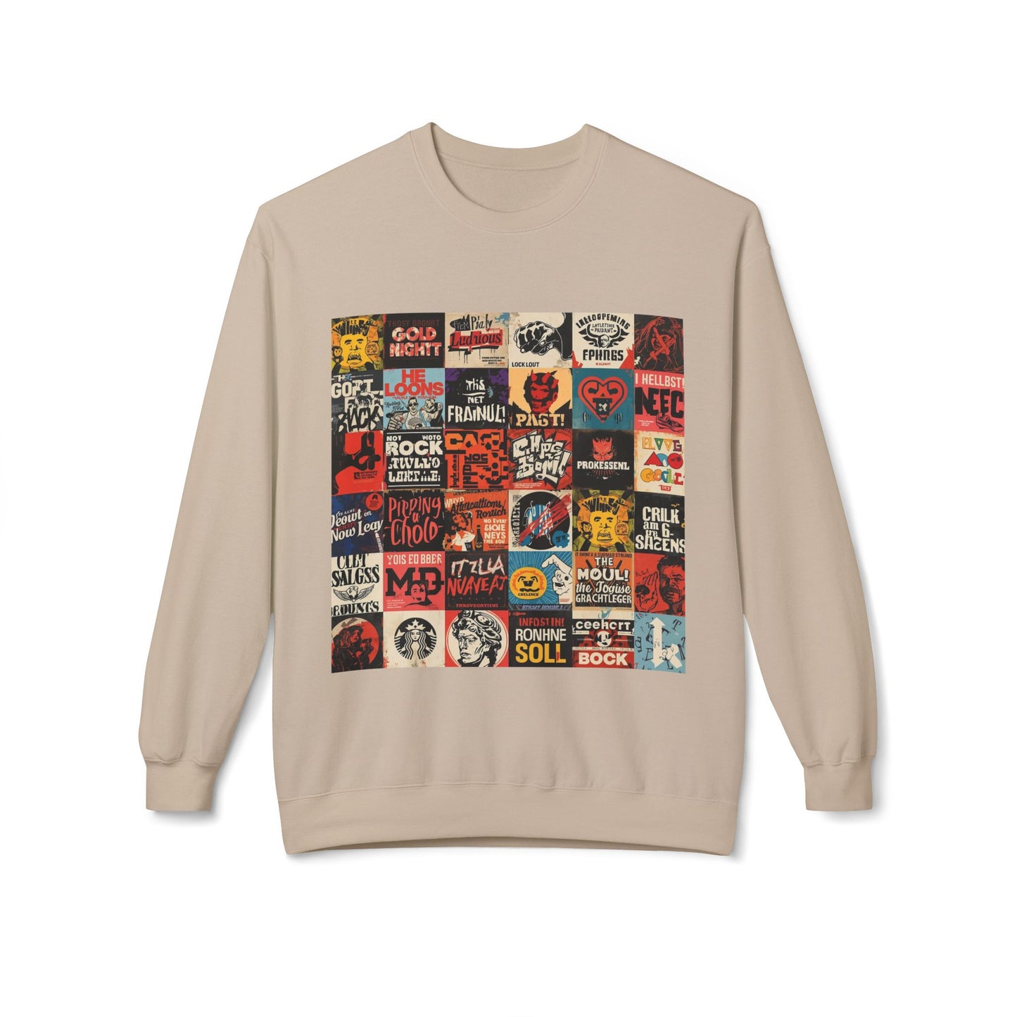 Vintage Rock Poster Collage Sweatshirt | Eco-Limited