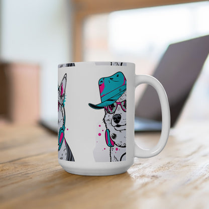 Retro Neon Dog Cool Husky Mug(11oz/15oz)