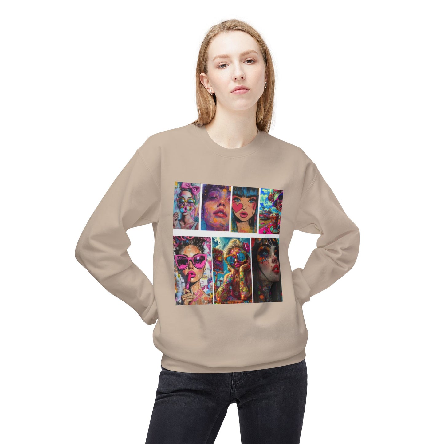 Pop Art Portrait Collage Graphic Sweatshirt