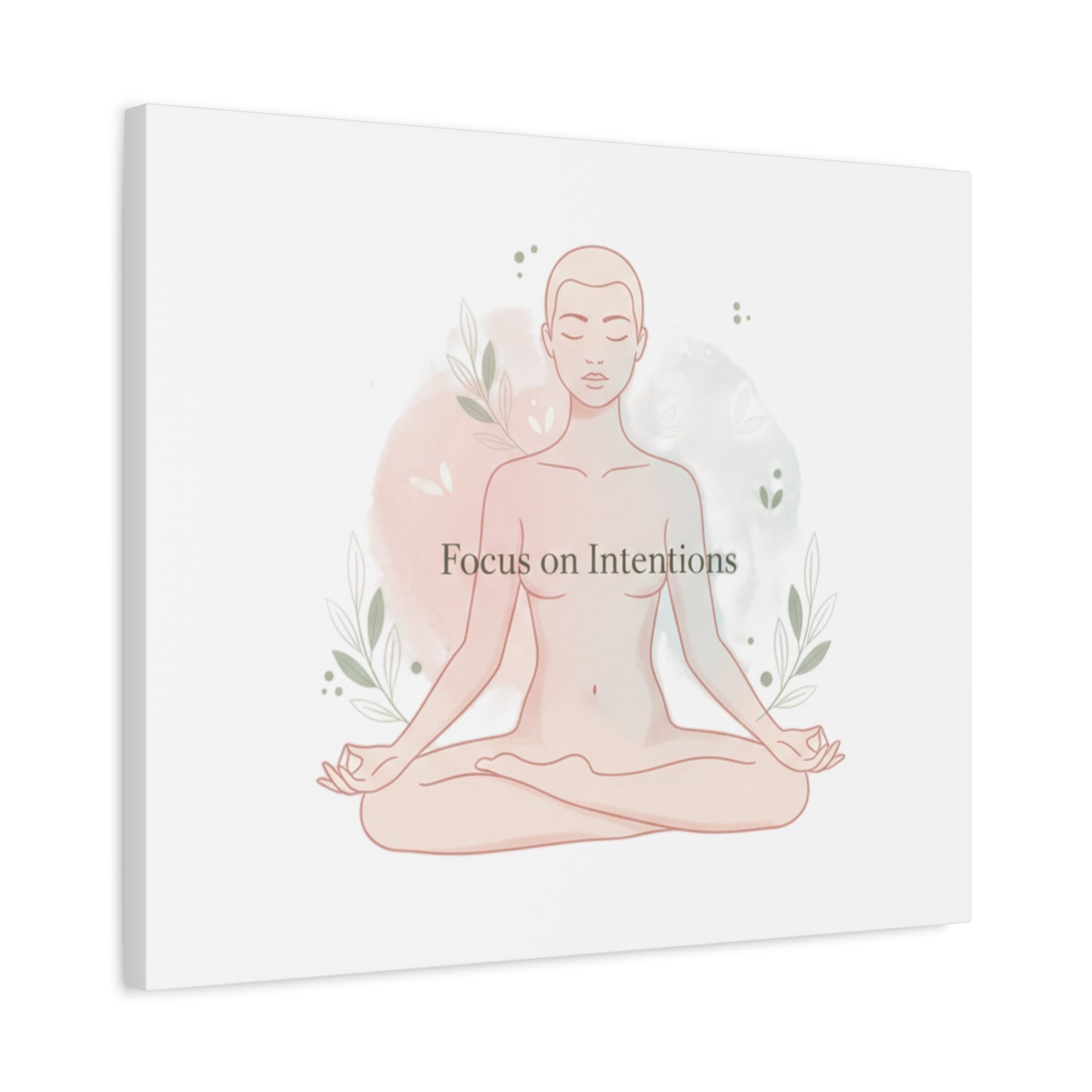 Focus on Intentions Canvas | Gentle Wellness Wall Art, Pastel Gradient Meditation Print