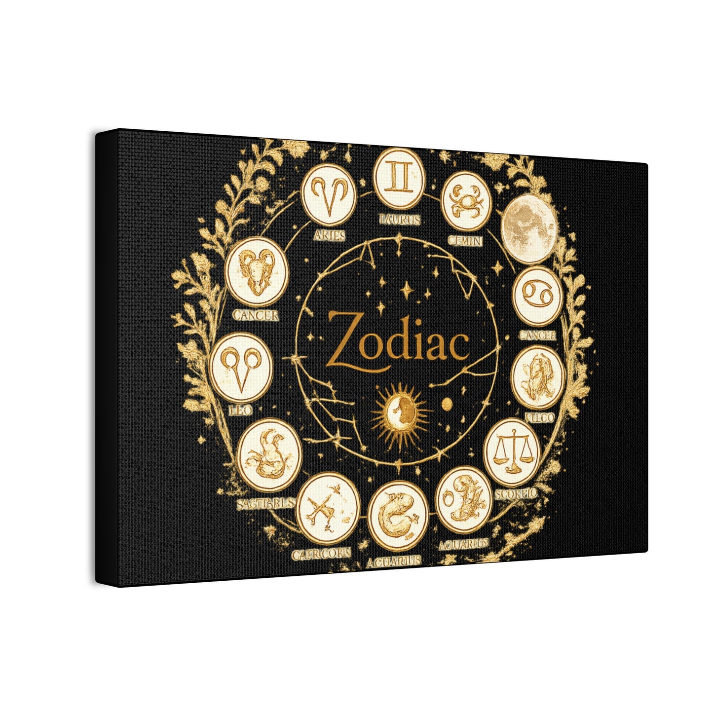 Golden Zodiac Astrology Canvas | Eco-Limited