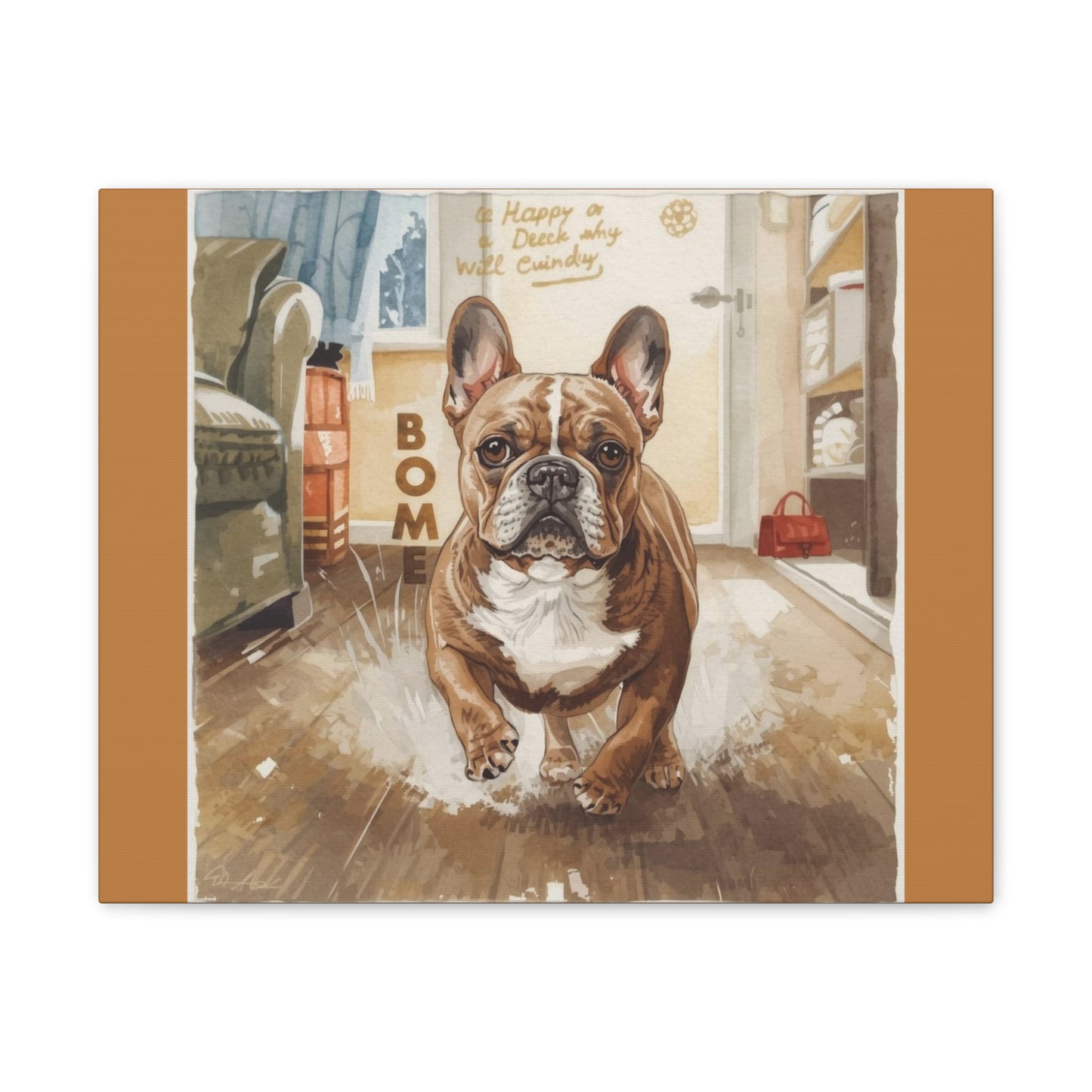 Happy Home Bulldog Canvas Art | Eco-Limited