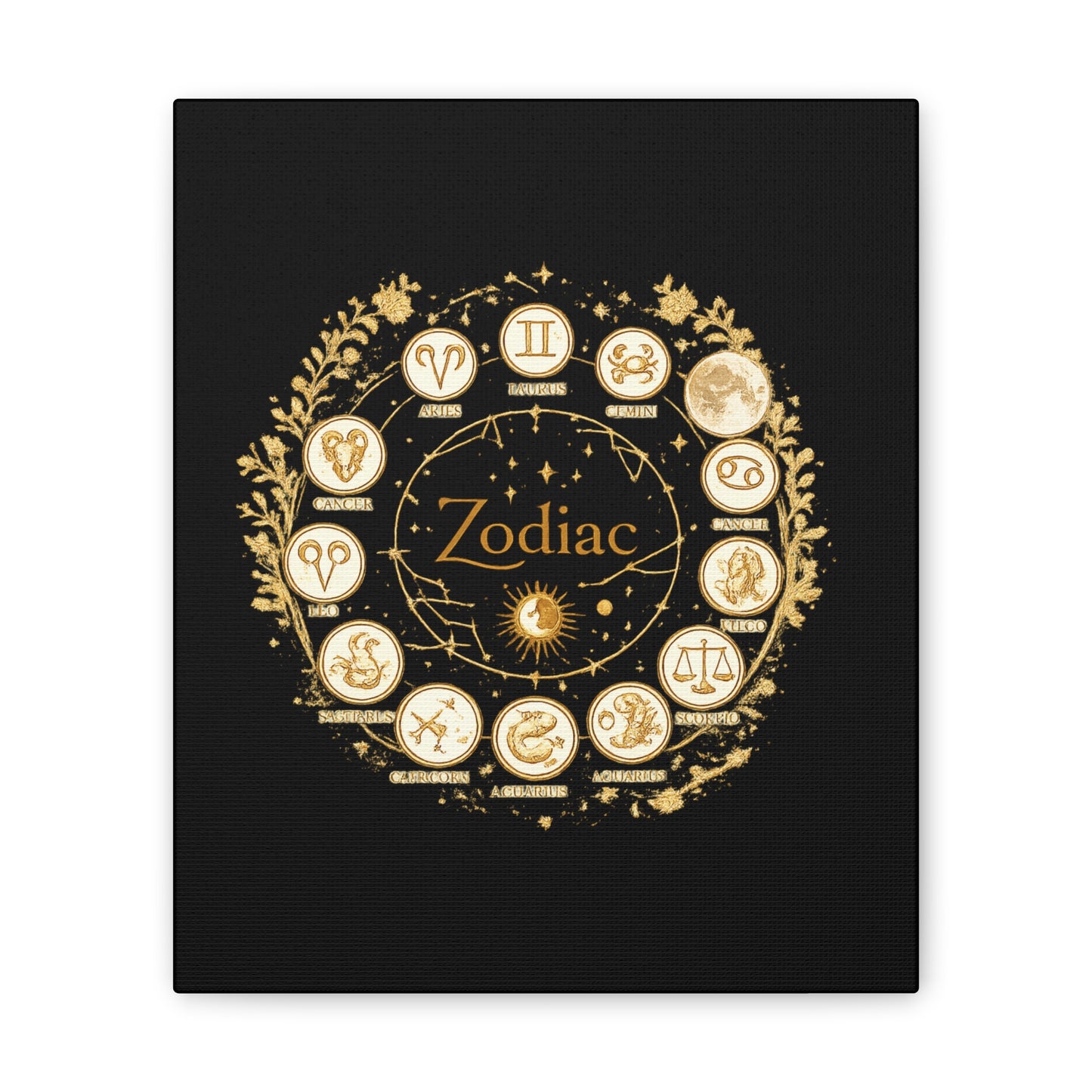 Golden Zodiac Astrology Canvas | Eco-Limited