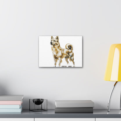 Korean Jindo Dog Illustration Canvas Wall Art | Eco - Limited