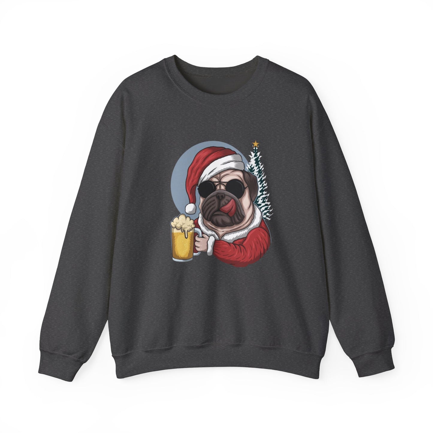 Santa Pug Holding Beer Holiday Crewneck|Eco-Friendly - Limited