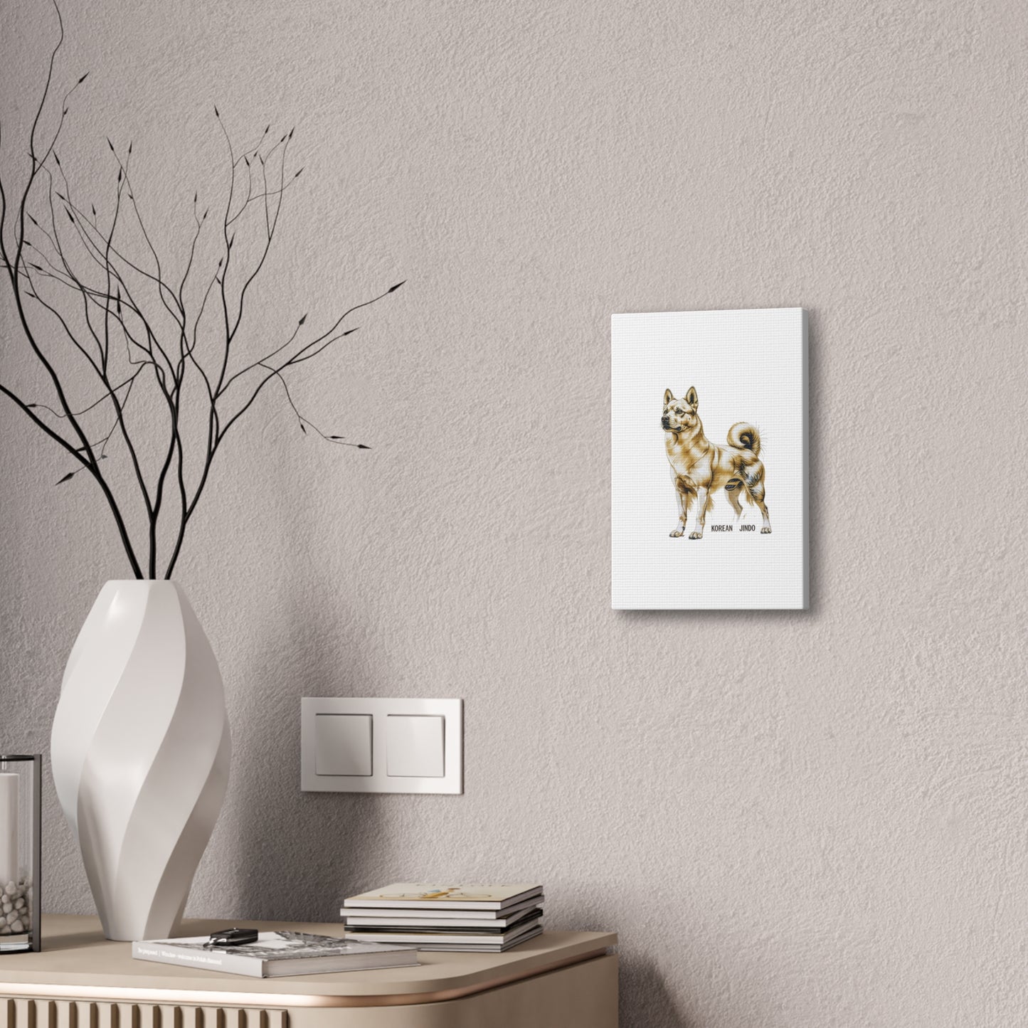 Korean Jindo Dog Illustration Canvas Wall Art | Eco - Limited
