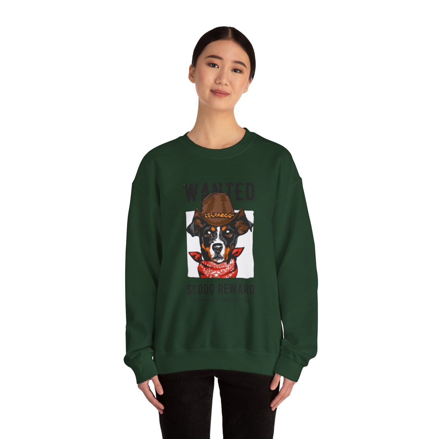 Wanted Cowboy Dog Art Sweatshirt | Eco-Limited