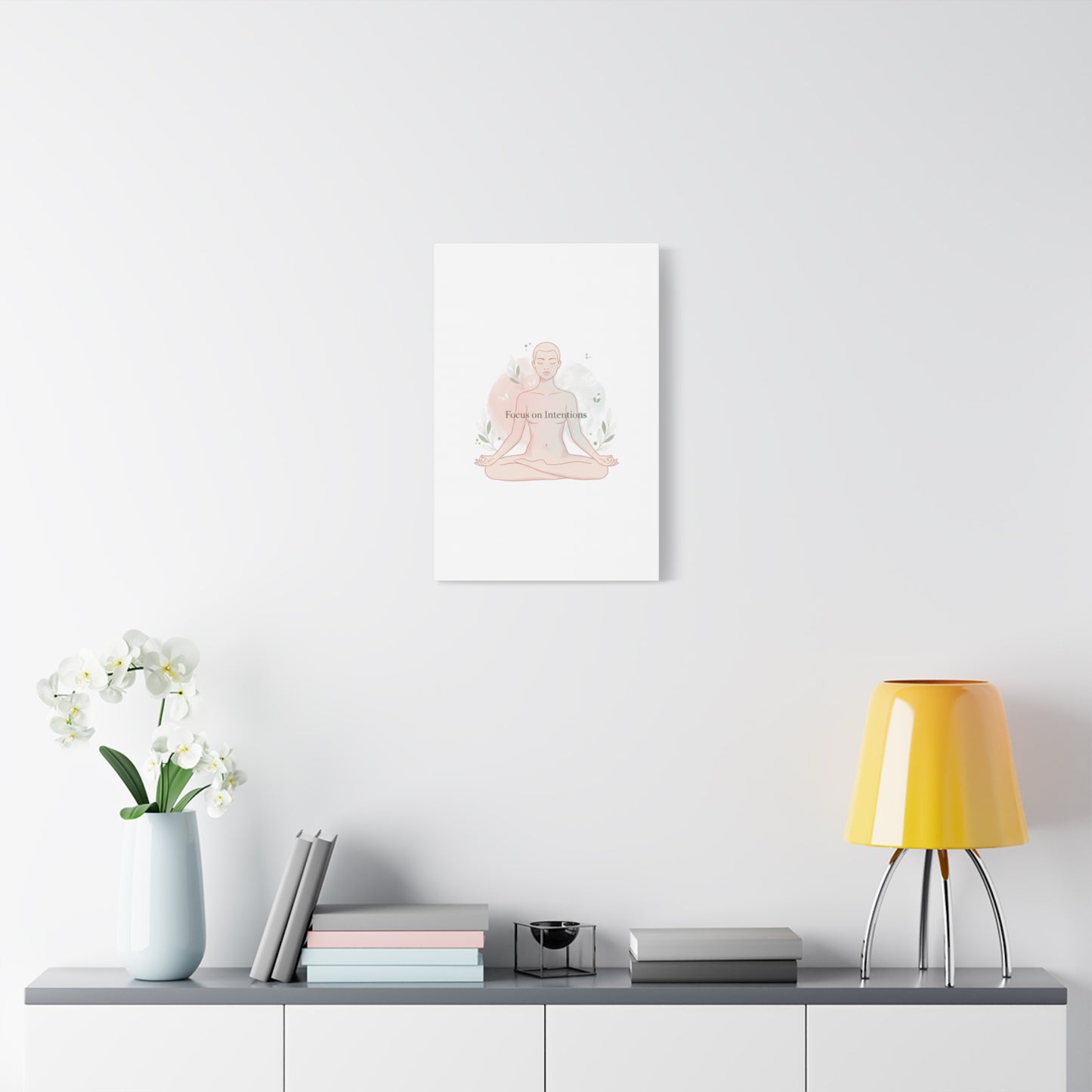 Focus on Intentions Canvas | Gentle Wellness Wall Art, Pastel Gradient Meditation Print