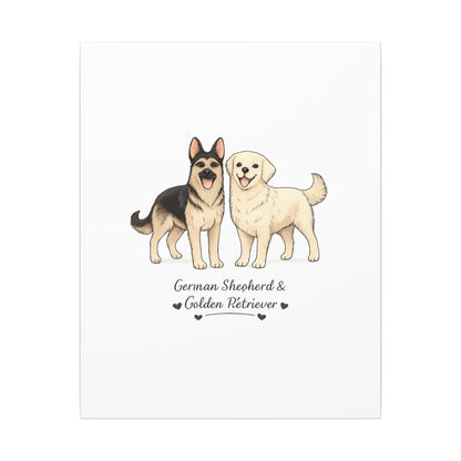 German Shepherd & Golden Retriever Canvas Wall Art