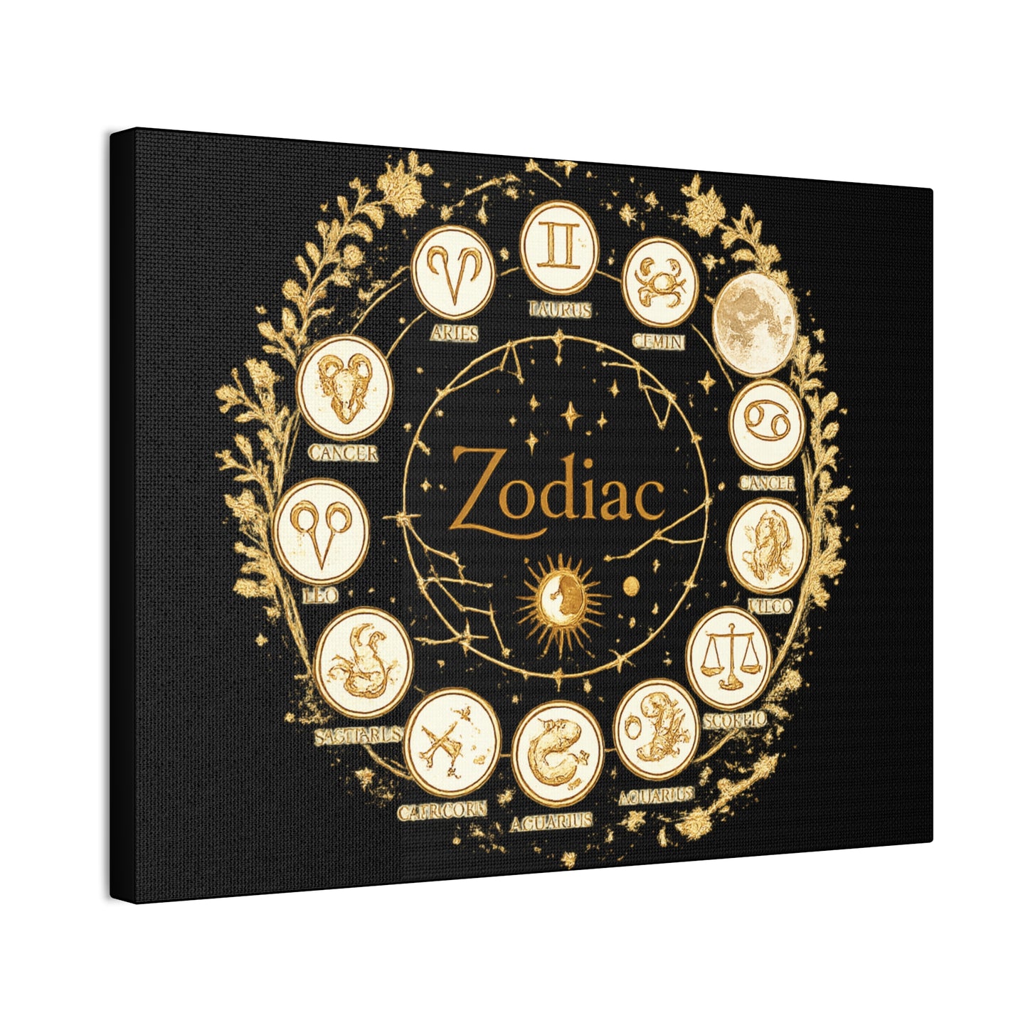 Golden Zodiac Astrology Canvas | Eco-Limited