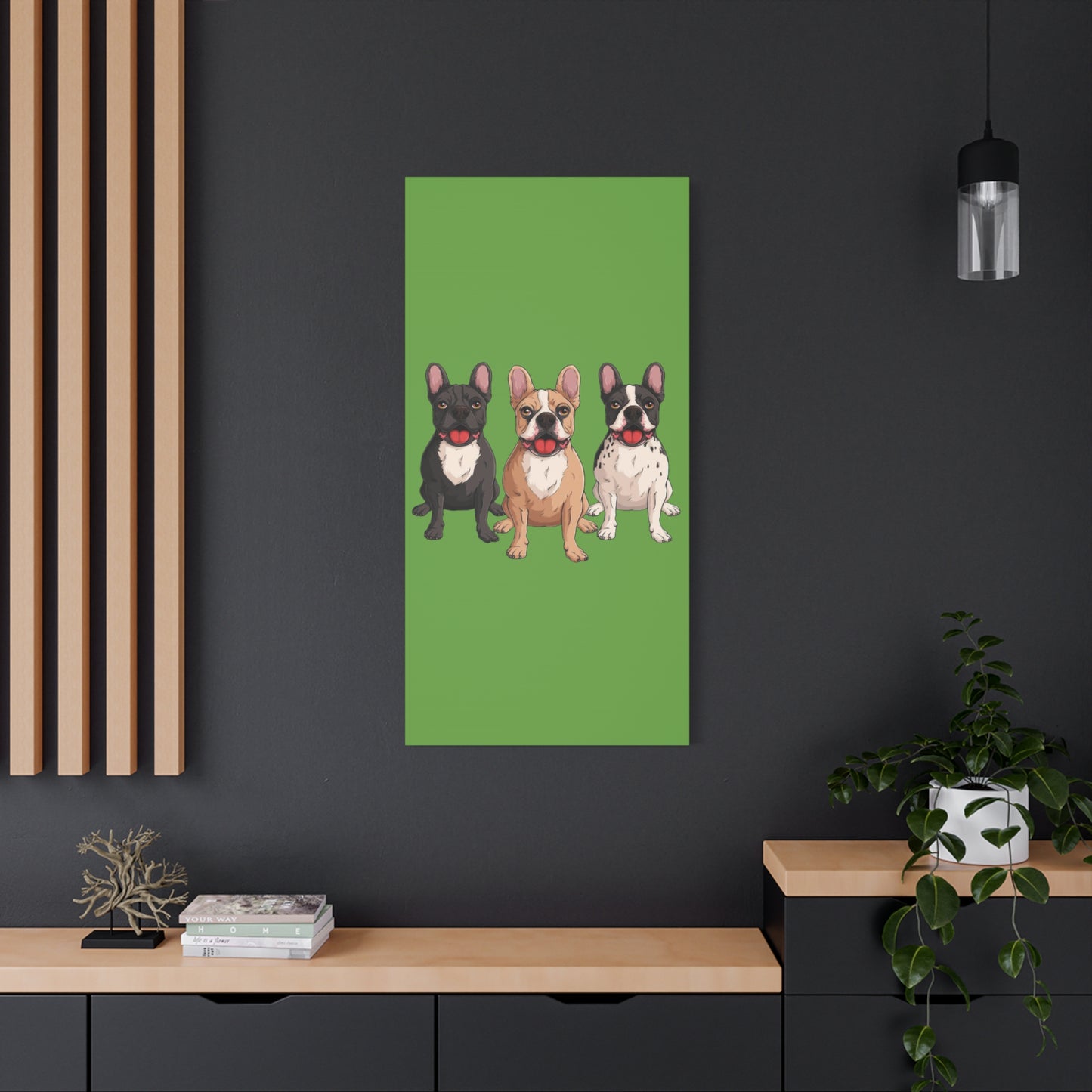 French Bulldog Trio Canvas Wall Art|Eco-Friendly - Limited