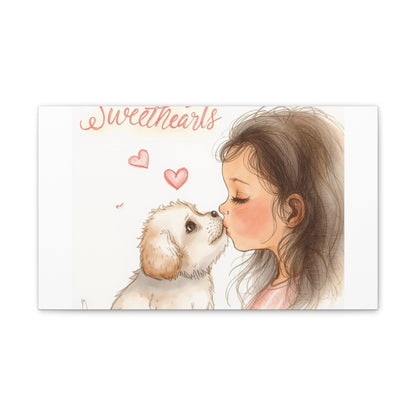 Sweethearts – Child &amp; Puppy Love Canvas | Eco-Limited