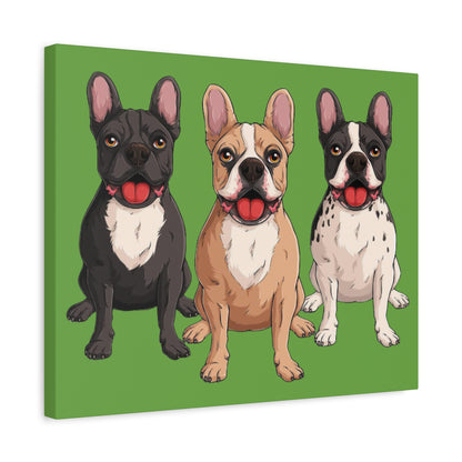 French Bulldog Trio Canvas Wall Art|Eco-Friendly - Limited