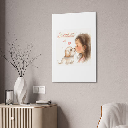 Sweethearts – Child &amp; Puppy Love Canvas | Eco-Limited