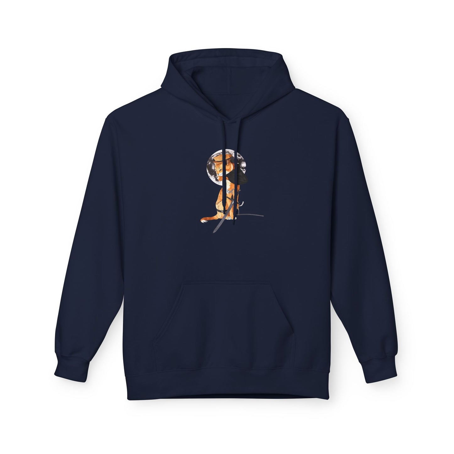 Moonlit Samurai Cat Art Hoodie