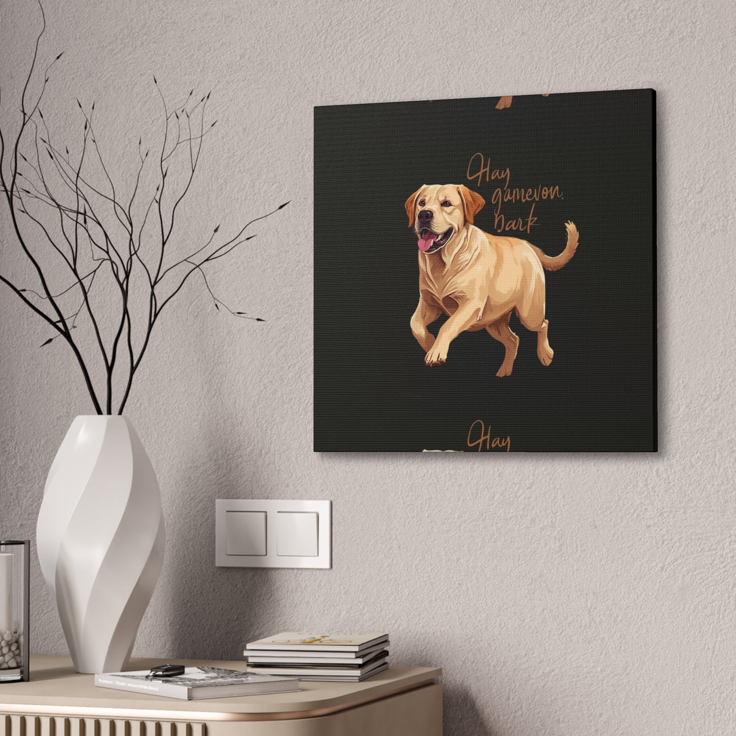 Happy Gamelon Bark Dog Canvas Wall Art | Eco-Limited