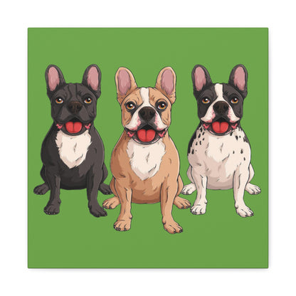 French Bulldog Trio Canvas Wall Art|Eco-Friendly - Limited